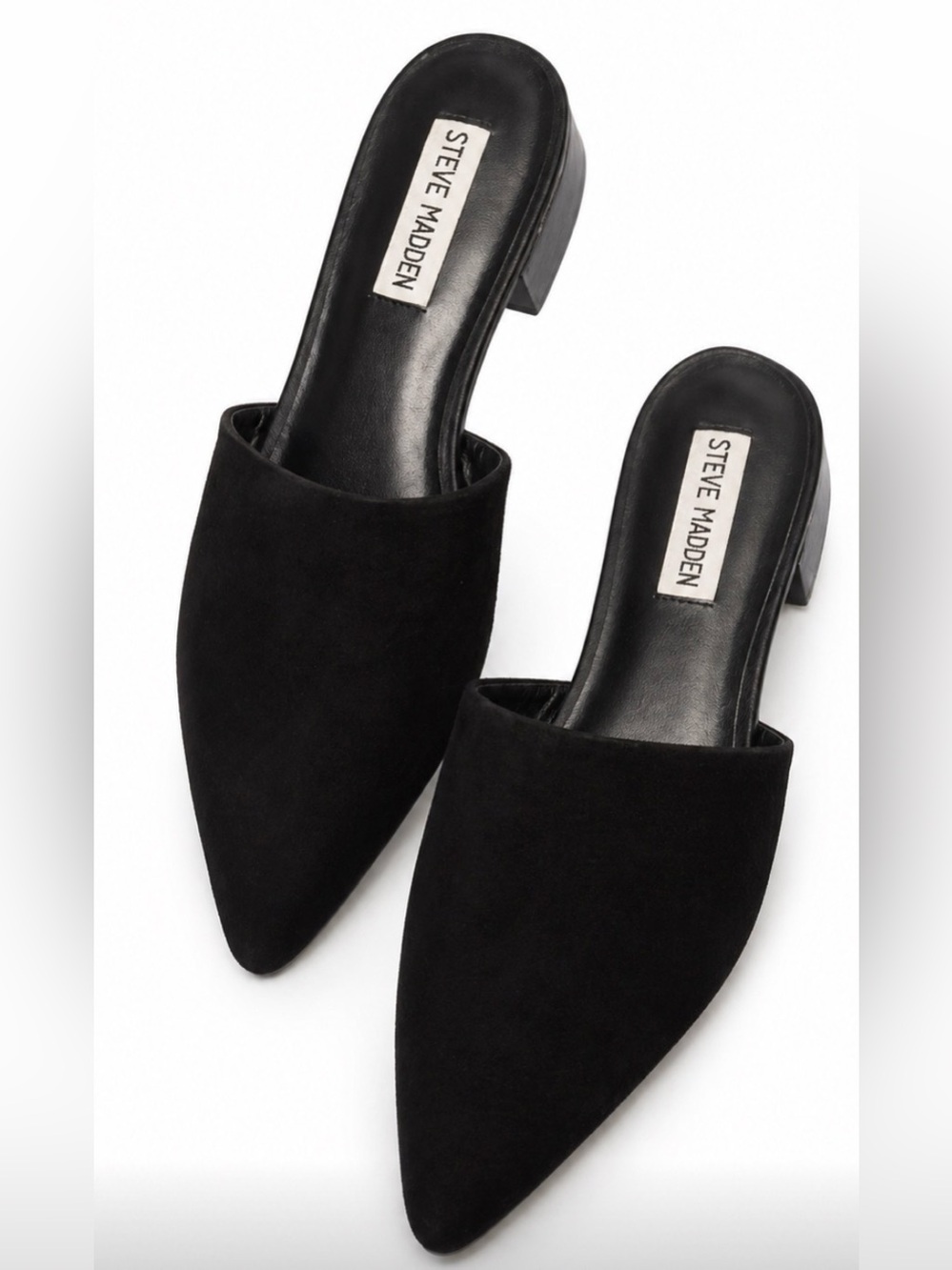 Steve Madden Black Pointed Toe Slip-On Mules